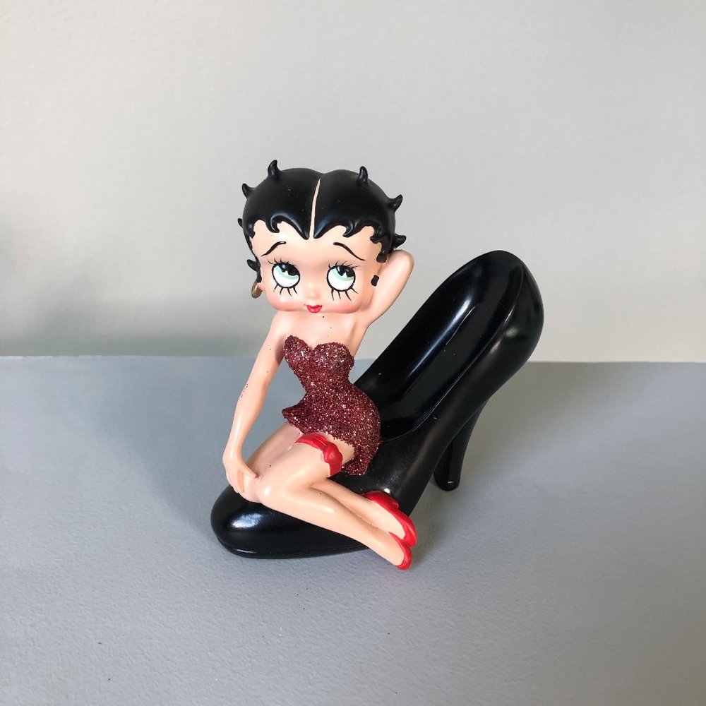 Betty Boop in Sparkly Red Dress on Black High Heel